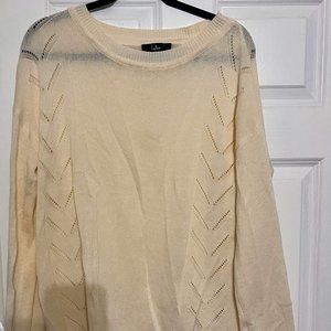 Lulu's Pointelle Me More Cream Knit Sweater Size Medium